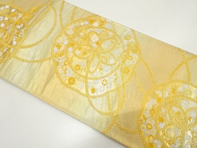 JAPANESE KIMONO / ANTIQUE FUKURO OBI / SILK / WOVEN FLOWER